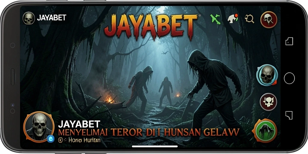 Antarmuka permainan JAYABET menggambarkan suasana hutan yang mencekam.
