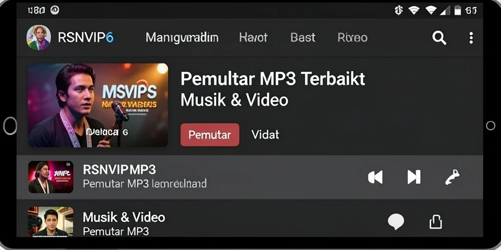 Tampilan antarmuka pengguna RSNVIP6 untuk pemutar MP3.