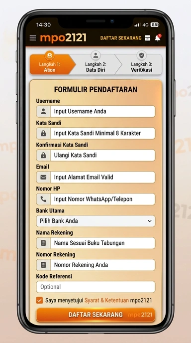 Tampilan halaman daftar mpo2121