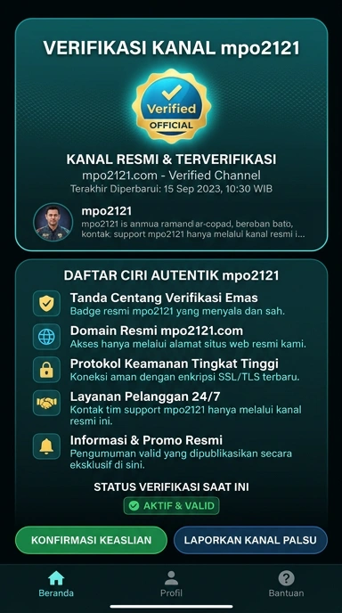 Tampilan kanal resmi mpo2121