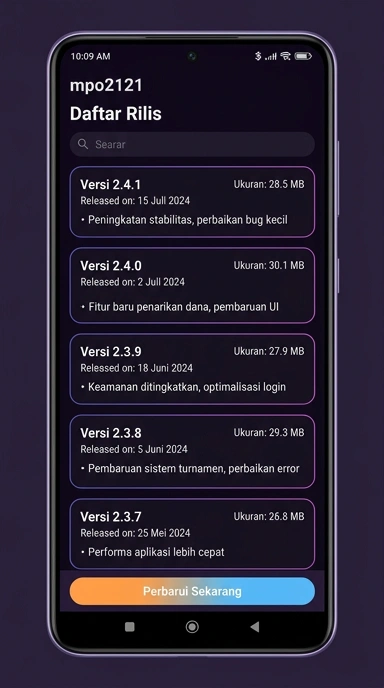 Tampilan riwayat versi mpo2121